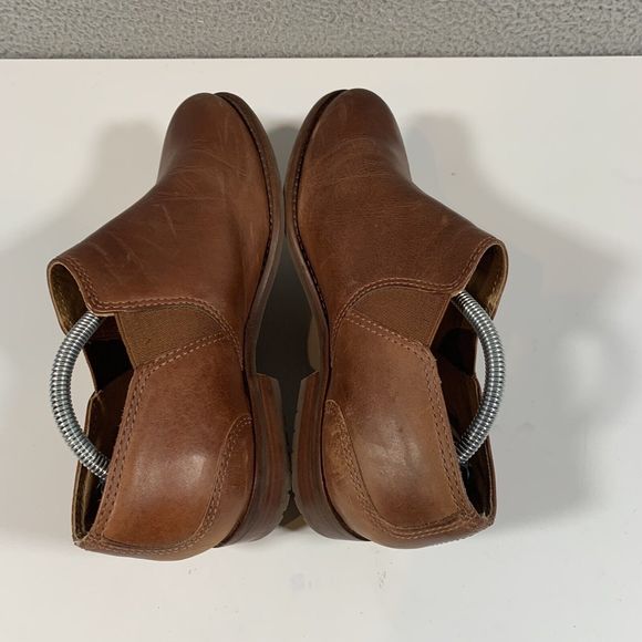 LL Bean Booties Women 7 Brown Leather Ankle Boot Slip On - Picture 5 of 8